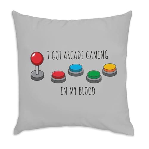 Image of Fabulous Grey Velvet Cushion Cover - I Got Arcade Gaming in My Blood Video Games Retro Gaming Bollard Arcade 80's - 40 x 40 cm Velvet Feel