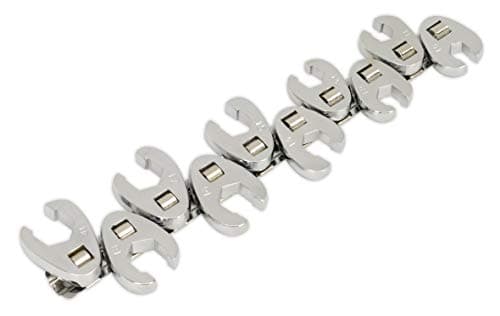 Image of Sealey S0845 Crow's Metric Flare Nut Foot Wrench Set, 3/8" Square Drive, Silver, Pack of 10
