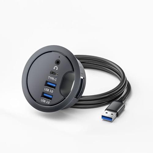 Image of ChenYang USB 3.0 Flush Mount Desktop HUB,2 USB 3.0 Port/1 USB C Port HUB Grommet Hole 2.36"(60mm) with 3.5mm Audio Port