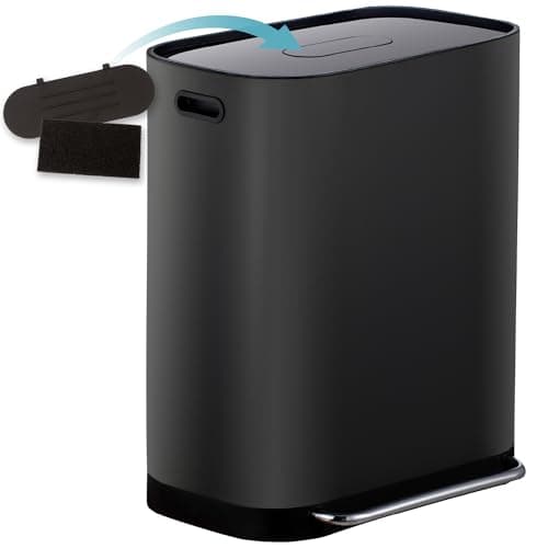 Image of Homra Dual Kitchen Bin 60l – Double Rubbish Bins 2x30l – 2 Compartment Pedal System – Waste&Recycling Separation – Soft Close Design – Inner Buckets with Handles – Stainless Steel – Odour Filter