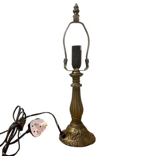 Image of Loxton Lighting Vintage Style Table Lamp Base, 20W, 1.5m Cable, Bronze Antique Finish, Decorative Polyresin, Compatible with 20cm Diameter Tiffany Shade (L305)
