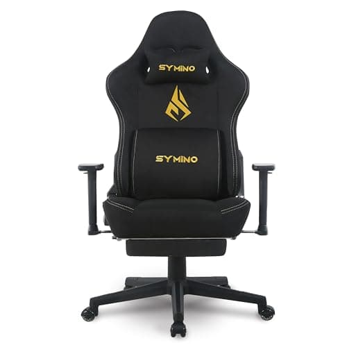 Image of Symino Large Gaming Chair, Computer Chair with Footrest, Headrest and Extra Large Lumbar Support, Ergonomic PC Chair, Height Adjustable Rotating Task Chairs, Black