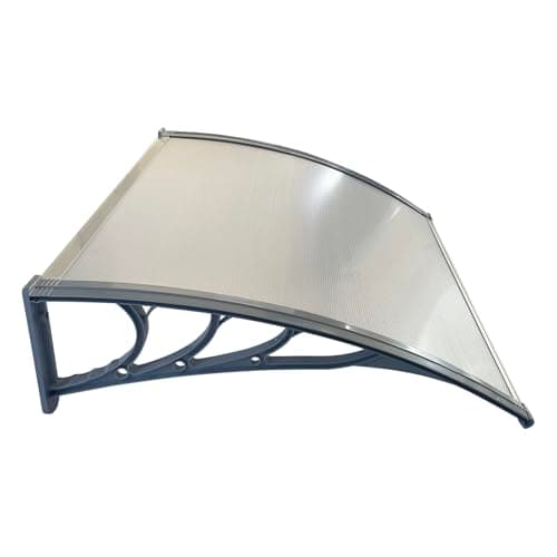 Image of Panana Window Awning Door Canopy 39''x31.5'' Patio Porch Rain Shelter Cover, Awning Polycarbonate Cover Outdoor UV Rain Snow Sunlight Protection Patio Canopy 100X80X23Cm (Grey)