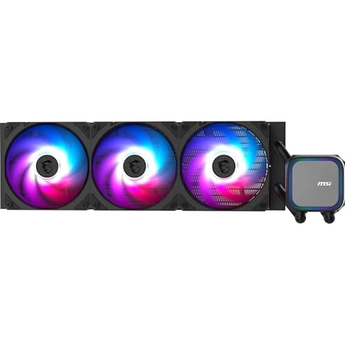 Image of MSI MAG CORELIQUID A13 360 AIO CPU Liquid Cooler - Full CPU Coverage, Improved Water Channel Design, Minimalism Meets Illumination, CycloBlade 7, Split-Flow Radiator, Rifle Bearing Fans
