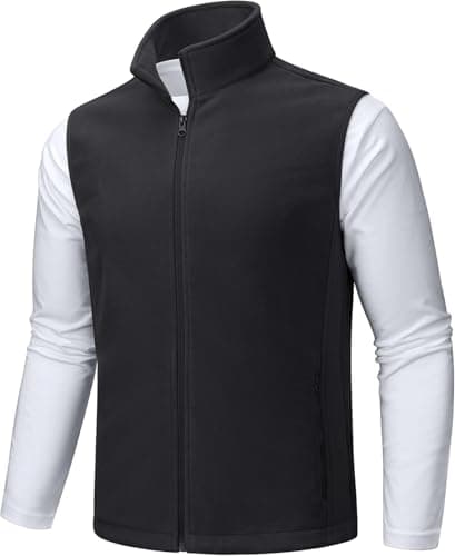 Image of TACVASEN Men's Gilet Fleece Vests Classic Fit Bodywarmer Sleeveless Running Jackets with Zip up Pockets Black,XXL