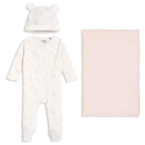 Image of MINI CUDDLES Baby Girls Floral Print 3pc Essentials Gift Set, Multicolour (0-3M)
