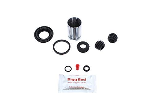 Image of Bigg Red - Rear Brake Caliper Repair Seal Kit and Piston - Compatible with Rover 200 400 1989-2000, Rover 45 2000-2005, Rover 25, Civic 1988-2001 Jazz 2004-2014, MG ZR ZS