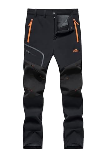 Image of Cavva Mens Hiking Trousers Waterproof Outdoor Trousers Winter Warm Fleece Work Trousers Ski Walking Pants with Zip Pockets Black 34