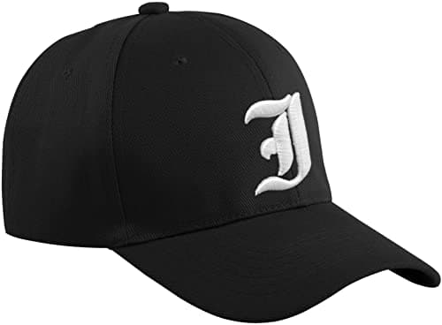 Image of Casual Cotton Baseball Cap A-Z GOTHIC Letter Alphabet Embroidered UK hat caps adjustable strap Snap back (J) MFAZ Morefaz Ltd