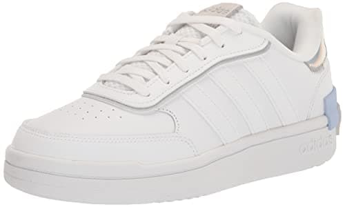 Image of adidas Women's Postmove SE Sneaker, White/White/Blue Dawn, 6
