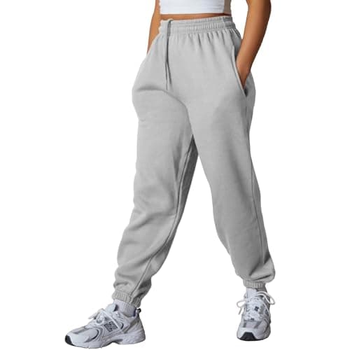 Image of NetSetUK Plain Jogger Gym Sport Sweatpants Winters Joggers with Zipper Pockets and Elastic Waist Trousers for Jogging and Hip Hop Pants Light Grey