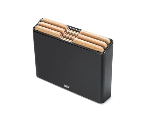 Image of Joseph Joseph Folio 3-piece Premium Bamboo Wood Chopping Board Set, Slimline Stainless Steel Case for Organised Kitchen Storage
