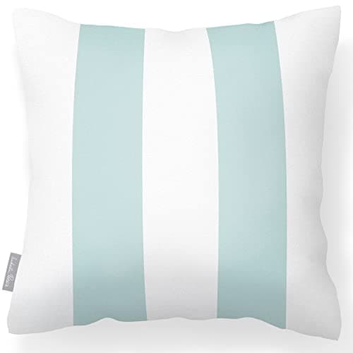 Image of Izabela Peters Outdoor Cushions Waterproof, 43 cm, Filled Outdoor Cushion, Duck Egg Blue - 2 Stripes, Garden Furniture Cushions, Outdoor Seat Cushions, Garden Chair Cushions