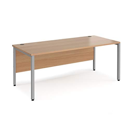 Image of Mr Office Maestro 25 straight desk 800mm deep - silver bench leg frame, 1800, Beech