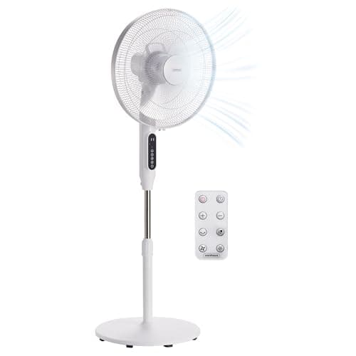 Image of VonHaus Pedestal Fan 16" – Quiet DC Motor, Energy Saving, 24 Speeds, 3 Modes, Remote Control, 15hr Timer, 80° Oscillating, Height Adjustable – Cooling Fan for Home, Office, Living Room, Bedroom