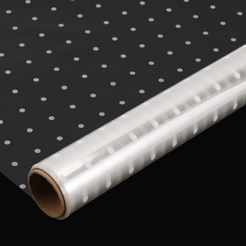 Image of Eulihent Dotted Cellophane Wrap Clear Wrapping Cellophane Roll Unfolded Width 80CM x 30M 3 Mil Thicken Transparent Gift Wrappings for Flowers Florist Easter Basket Hampers Packing Supplies