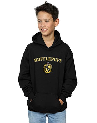 Image of Harry Potter Boys Hufflepuff Crest Hoodie Black 3-4 Years