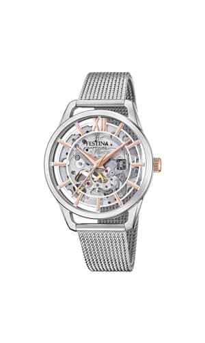Image of Festina Women's Watch F20627/1 Automatic Stainless Steel Case 316L Silver Plated Stainless Steel Strap 316L Silver, Silver, Bracelet