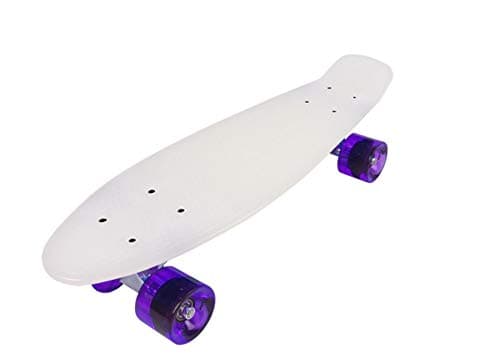 Image of Vinsani Retro Cruiser Plastic Skateboard 22" X 6" Clear Deck with Purple Transparent Coloured Wheels