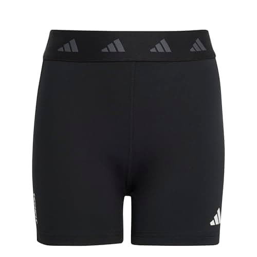 Image of adidas Girl's TECHFIT SHORT LEGGINGS, black/carbon/white, 13-14 Years