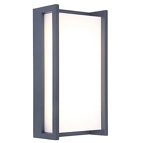 Image of Britalia LED Anthracite Dark Grey Outdoor Modern Rectangular Flush Wall Light | IP54 Rated | 22cm Height | 1100 Lumen 3000k Warm White | Garden - Patio - Driveway | UK Approved | Aluminium