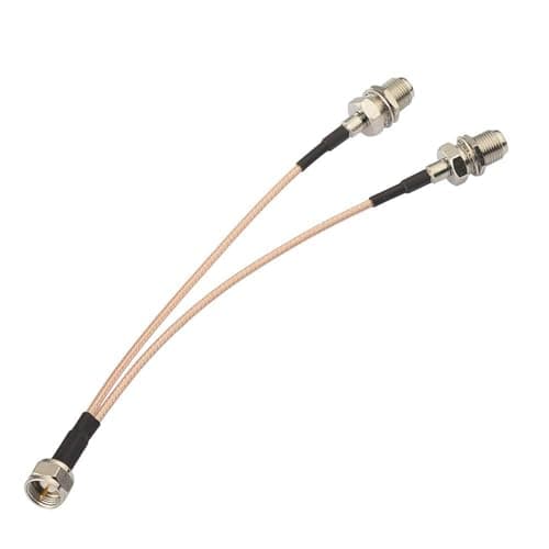 Image of Superbat F-Type Male to Dual Female Coaxial Cable Splitter 2 Way 75ohm RG6 V Type TV Coax Splitter Cable 15cm for TV Satellite Receiver LTE Filter Audio Video Equipment etc