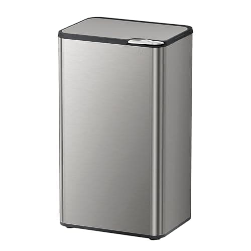 Image of mVm Kitchen Bin, 80L Rubbish Bin, Stainless Steel Push Top waste bin with Lid,Fingerprint-Proof, Odour Seal, Large Capacity for Home Kitchen & Commercial Use (Grey, 80L)
