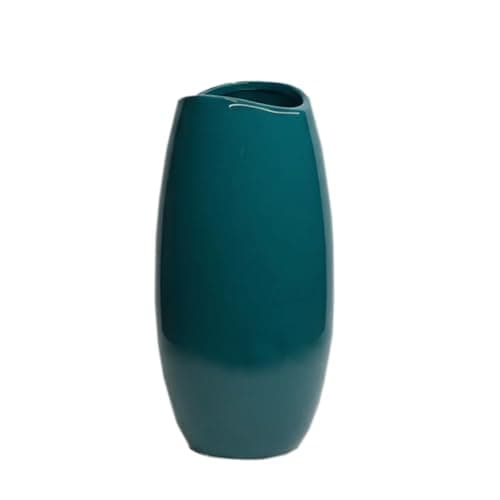 Image of 25cm Oval Ceramic Vase Wedding Table Piece Centrepiece Flower Arranging Home Decor Teal Shiny Glaze Ornament