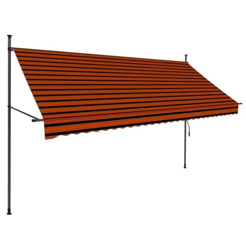 Image of 'vidaXL Manual Retractable Awning with LED 300 cm - Orange and Brown - Weather-Resistant - Easy to Assemble - Adjustable Height and Angle - Perfect for Garden, Terrace, Balcony