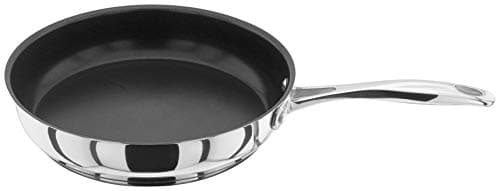 Image of Stellar Profile Non-Stick Frying Pan Skillet, Large 26cm, Polished Stainless Steel, Teflon, Induction Ready, Oven & Dishwasher Safe, Cast Handles, Precision Heat Distribution
