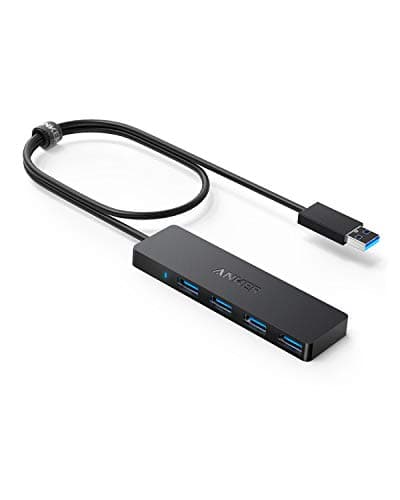 Image of Anker 4-Port USB 3.0 Hub, Ultra-Slim Data USB Hub with 2 ft Extended Cable [Charging Not Supported], for MacBook, Mac Pro, Mac mini, iMac, Surface Pro, XPS, PC, Flash Drive, Mobile HDD