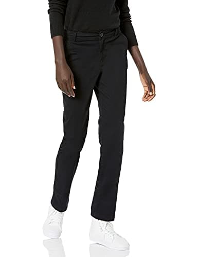 Image of Amazon Essentials Women's Slim Fit, Straight leg Stretch Twill Chino Pant, Black, 0