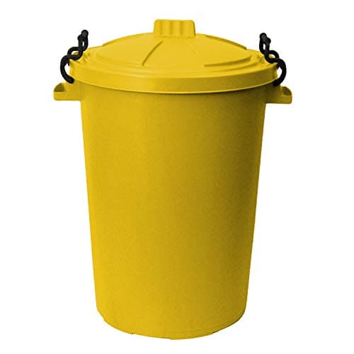Image of 50L 50 Litre Heavy Duty Plastic Clip Lock Lid Bin - Yellow, Single Bin - for Indoor or Outdoor Use for Collection of Rubbish, Waste or Storage of Animal Feed.