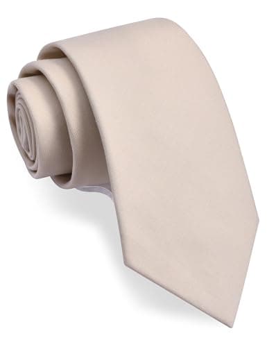 Image of Gusleson Mens Champagne Tie for Wedding Solid Tartan Woven TR Material Beige Tie (UK1032-04)
