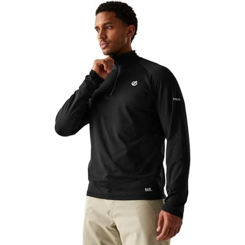 Image of Dare 2b Fuse Up II Core Stretch Lightweight Quick Drying Half Length Zip Inner Zip Chin Guard Stretch Midlayer - Black, Large