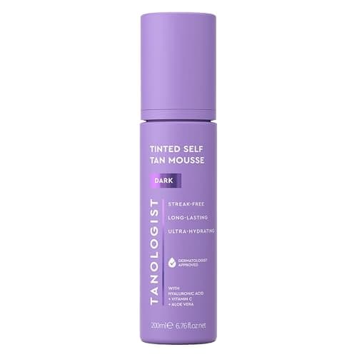 Image of Tanologist Dark Self Tan Mousse, Tinted Self-Tanning Mousse, Streak-Free, Natural Glow, No Fake Tan Smell Or Orange Tone, Long Lasting, Clean Ingredients, Vegan, 6.76 fl. oz/200 ml Bottle
