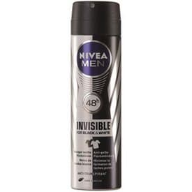 Image of Nivea Men Invisible For Black&White Power Antiperspirant Deodorant Spray, Pack of 6 x 150 ml