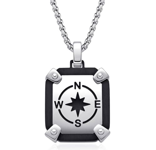 Image of Dada Gioielli - Men's Bracelet in Steel and Genuine Leather - Anchor/Wind Rose Bracelet that combines Style and Quality, Silver and Black