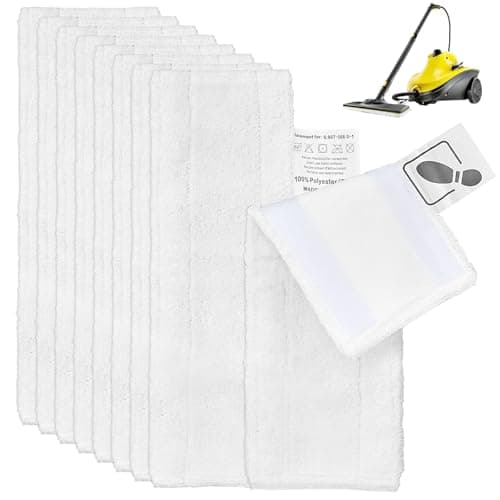 Image of TAIANJI 8 Pack Microfibre Floor Cloth Pads for Karcher EasyFix SC2 SC3 SC4 SC5 Series Steam Cleaner Accessories, Effective Water Absorption (White)