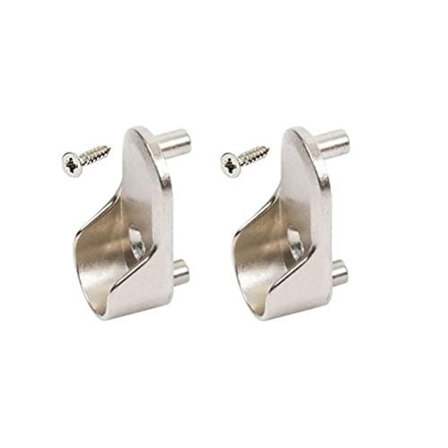 Image of Oval Wardrobe Rail END Supports Rail Brackets 15mm Wide Nickel Plated Silver x2