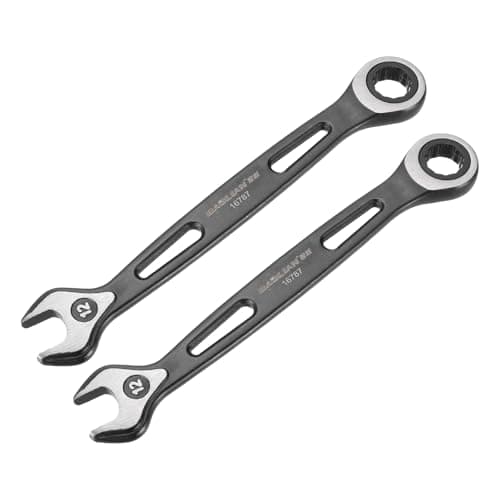 Image of sourcing map 2pcs Ratcheting Combination Wrench 12mm Metric 12 Point CR-V Electrophoresis Double Box Open-Ended Ratchet Wrenches with 72 Tooth 5° Swing Industrial Grade Spanner Tool for Repair