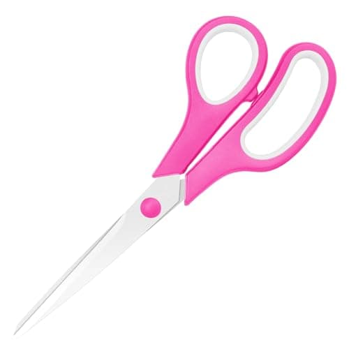 Image of 8.5 Inches Pink Scissors, Stainless Steel Blades, Soft Rubber Handles, Suitable for Home, Office, School, Crafting and Sewing,All Purpose Shears