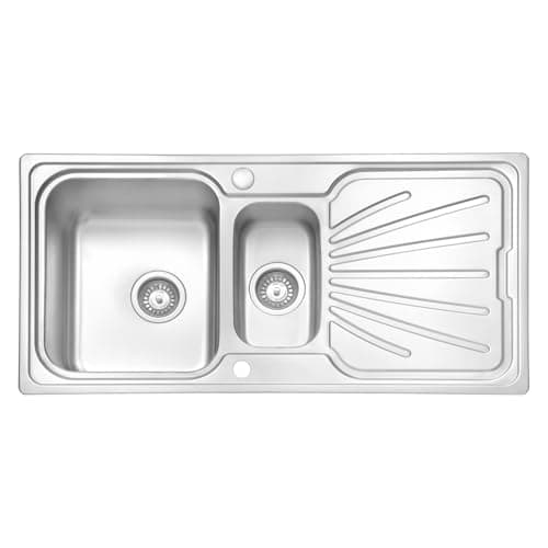 Image of JASSFERRY Stainless Steel Kitchen Sink 1.5 One Half Welding Style Bowl Reversible Drainer with Strainer Waste, 1000 X 500 mm