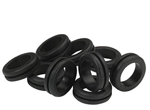 Image of K M Electronics® 10 X 20MM Open Black Rubber Metal Back Box Cable Wiring Grommets