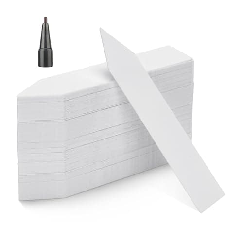 Image of KINGLAKE 100Pcs White Plastic Plant Labels & Markers, 10x2cm, Waterproof, Reusable, Ideal for Herb, Seed, Flower, Potted Plants