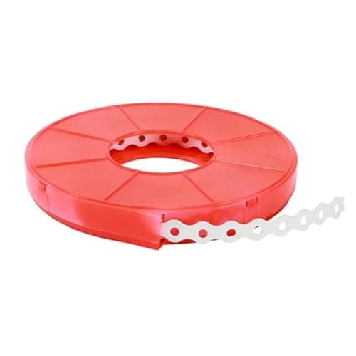 Image of [FIXINGS DIRECT] 10m Dual Galvanised Steel Band Metal Fixing Strap | Perforated Holes (Black, Galvanised Or White) Fixing Band for Cable Ties Securing, Supporting Strapping of Cable (White 10m)