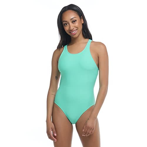 Image of Body Glove Women's Smoothies Mylene Solid One-piece Swimsuit with Racer Back, Sea Mist, XL