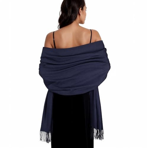 Image of SWAT PANY Ladies Scarf Navy Pashmina Shawls and Wraps Winter Scarfs for Women Wedding
