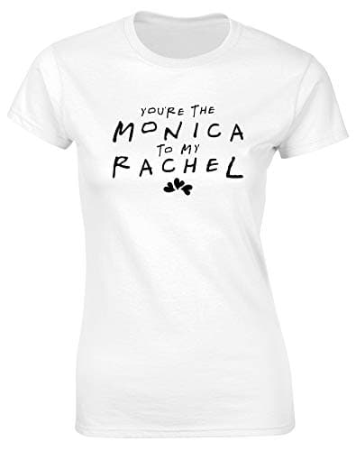 Image of Hippowarehouse You're The Monica to My Rachel Womens Fitted Short Sleeve t-Shirt (Specific Size Guide in Description) White
