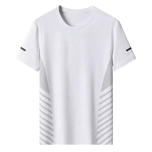 Image of JiaYouLC T Shirts for Men UK Crew Neck Mesh Quick Dry Sport Tops Breathable Wicking Tshirts for Running Athletic Gym Workout Training (UK, Alpha, 3XL, Regular, Regular, White)
